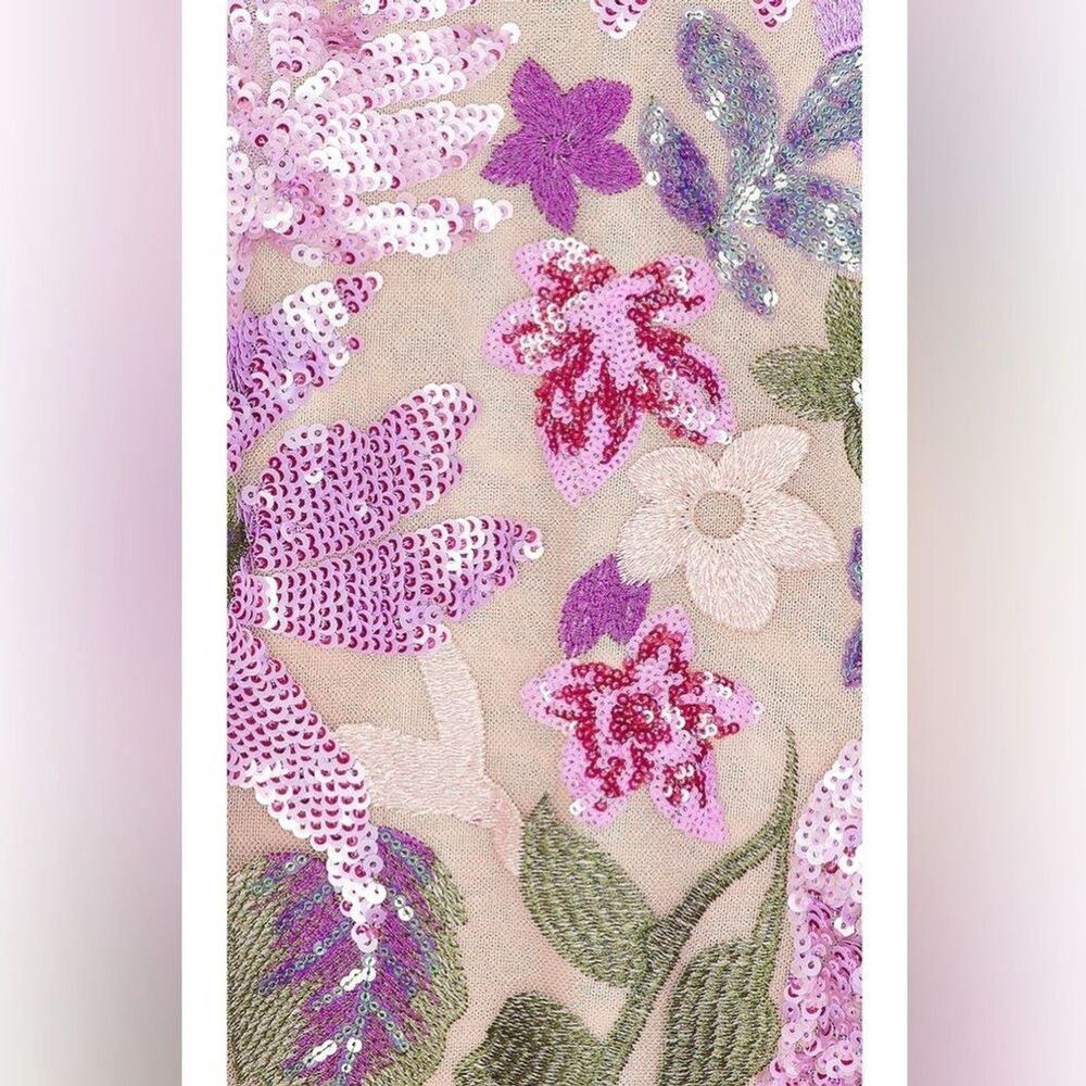 NWOT BRONX AND BANCO Dahlia Strapless Floral-Embroidered Sequin Wedding Gown - Picture 9 of 16